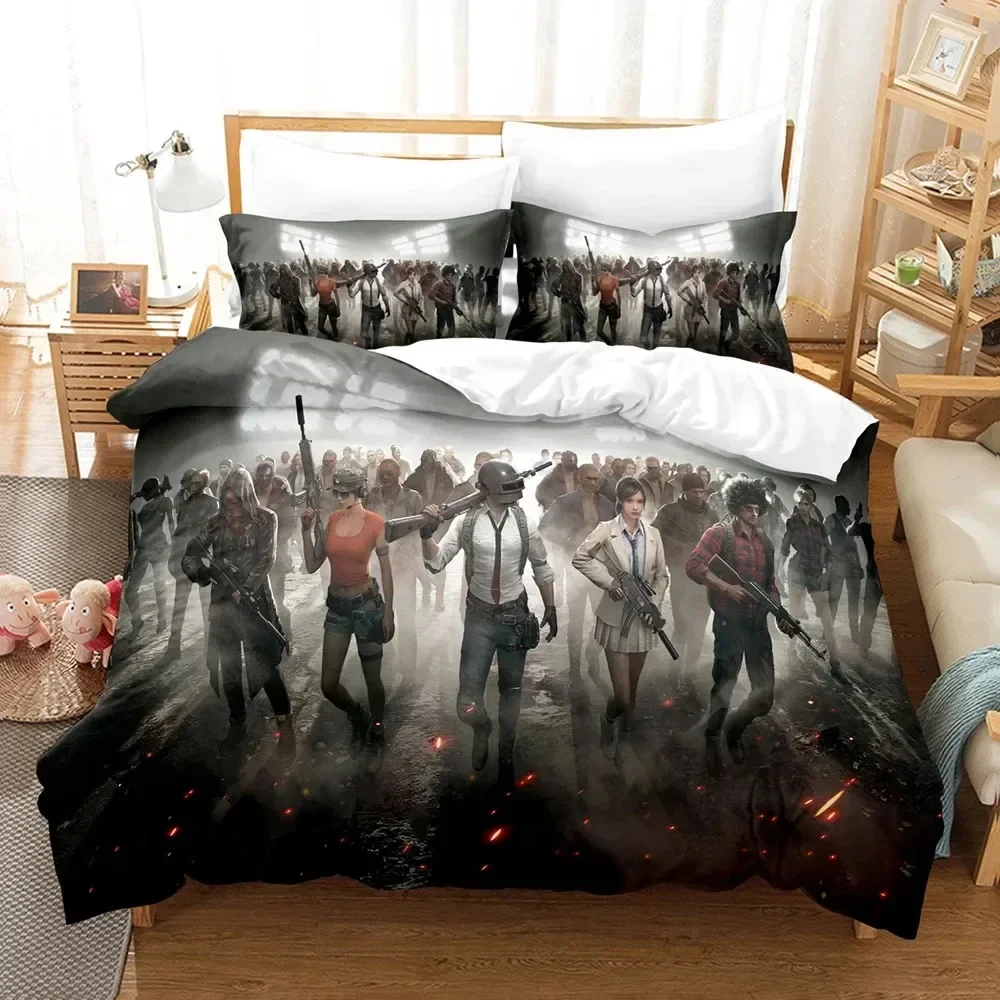 Linen Duvet Cover - ชุดเครื่องนอนลายเกม PUBG แบบพิมพ์ 3 มิติ ผ้าห่ม