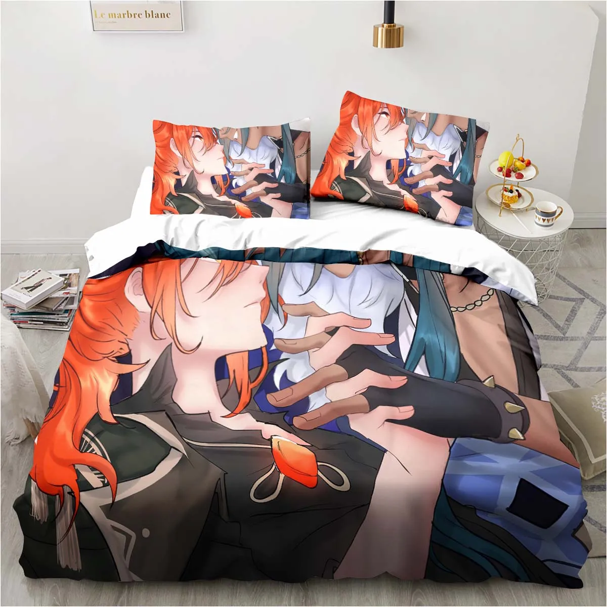 Linen Duvet Cover - การ์ตูนอะนิเมะ Genshin Impact เกมชุดเครื่องนอนสําหรับห้องนอนผ้าคลุมเตียงสําหรับผ้าปูที่นอนสบายผ้านวมผ้านวมและปลอกหมอน