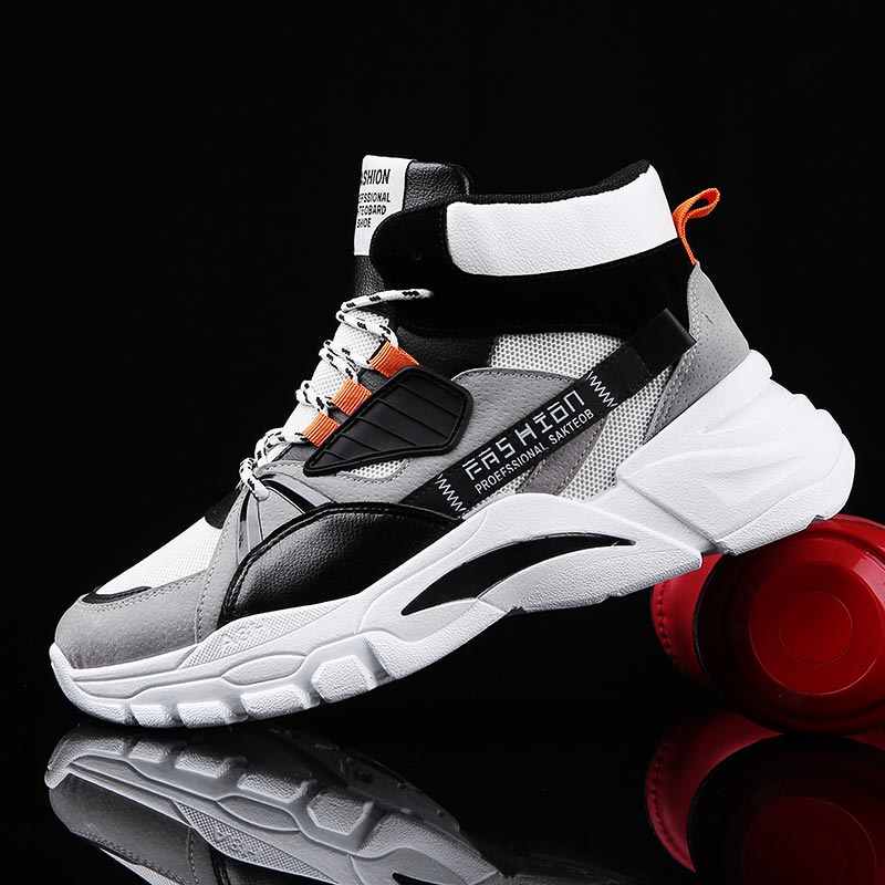 Luxury Lifestyle Dress - Hightopฤดูร้อนผู้ชายกีฬารองเท้าMan Runningรองเท้าผู้ชายกีฬารองเท้าผู้ชายTop Topรองเท้าผ้าใบบุรุษรองเท้าเทนนิสเดินสีเทาD-421