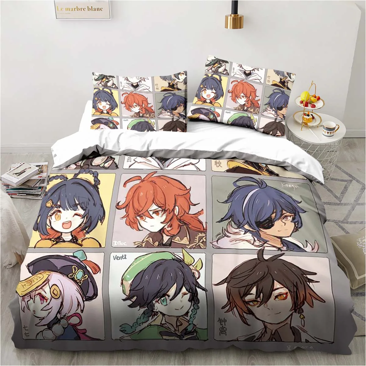 การ์ตูนอะนิเมะ Genshin Impact  - Linen Duvet Cover บทวิจารณ์และราคา